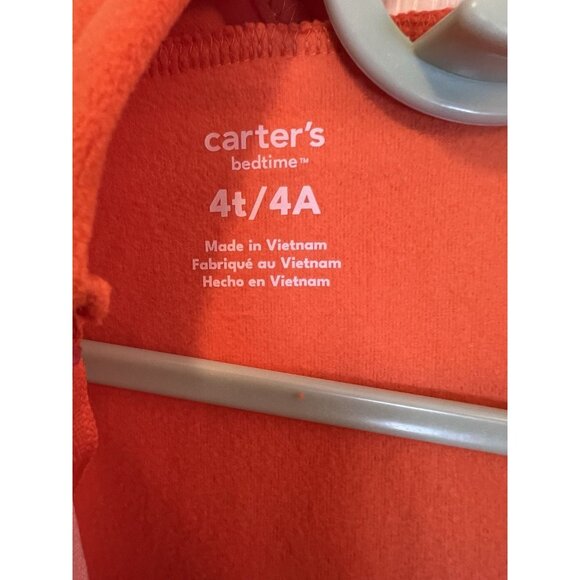 Carter's Size 4T Halloween Jack-O-Lantern Fleece Hooded Zip-Up 1-Piece Pajama - Picture 5 of 8